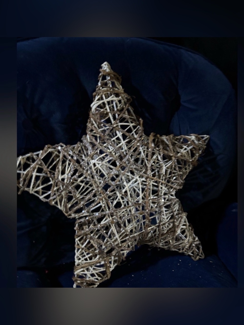 Rustic Brown and Cream Woven Star Decoration